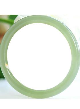 2026【和田玉】和田玉青玉细圆条手镯天然新疆青白玉手镯子少女款