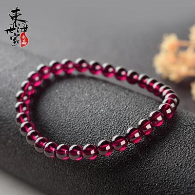 2025紫牙乌石榴石手链女男近全净体石榴石散珠天然紫牙乌手串单圈