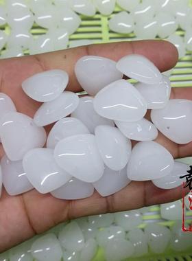 2026仿白玉桃心吊坠绿玉爱心形项链水晶玻璃刻字材料手工DIY配件