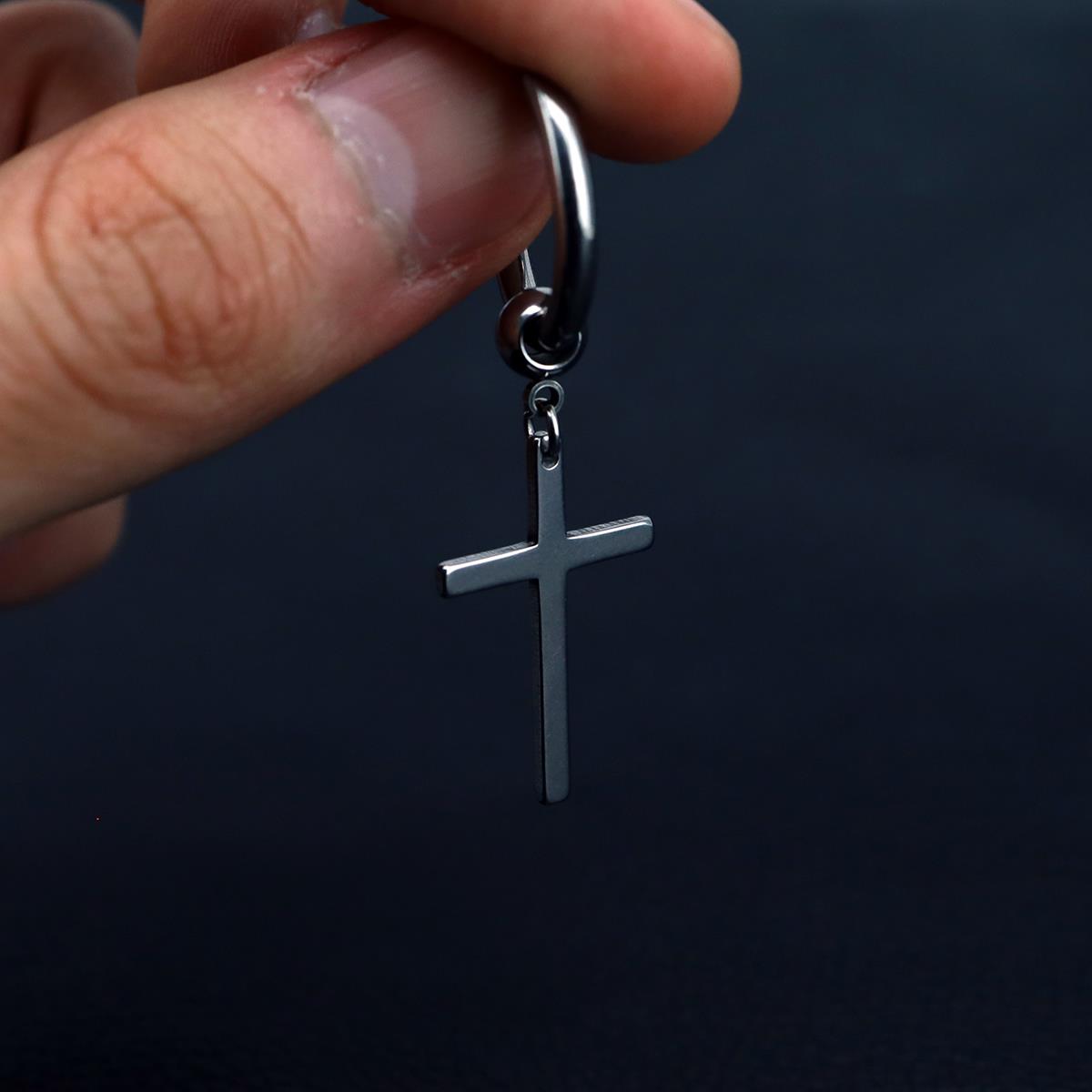 2026Shinma 日韩覆古潮流朋克挂坠十字架医钛钢耳钉耳环穿刺饰品