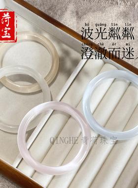 2026高冰白月光手镯女冰种水晶轻奢琉璃清冷高级感冰透猫眼仿玉髓