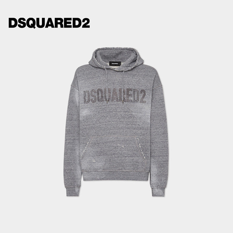 DSQUARED2/D2次方 男士拉绒混色抓绒宽松版型连帽运动卫衣图片