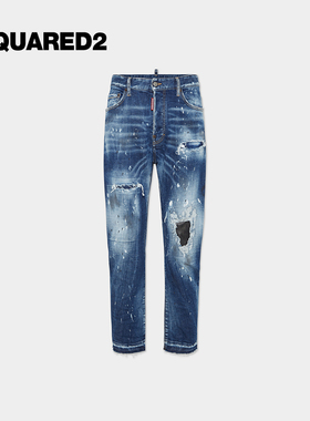 【5折】DSQUARED2/D2次方 男士宽松分割拼接破洞牛仔裤BRO JEAN