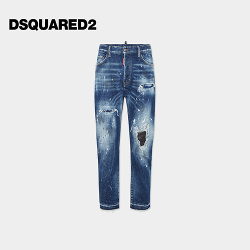 【5折】DSQUARED2/D2次方 男士宽松分割拼接破洞牛仔裤BRO JEAN
