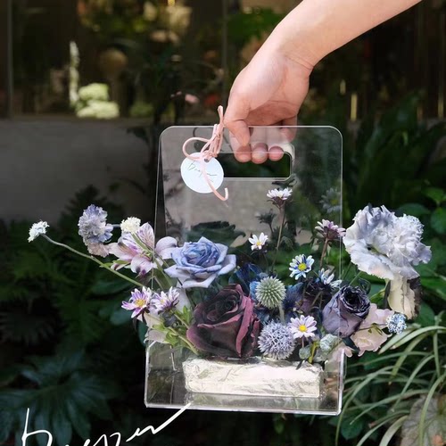 亚克力高透明手提花盒