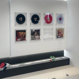 亚克力黑胶唱片架客厅简约画音乐黑白复古酒吧饭店背景墙装饰品