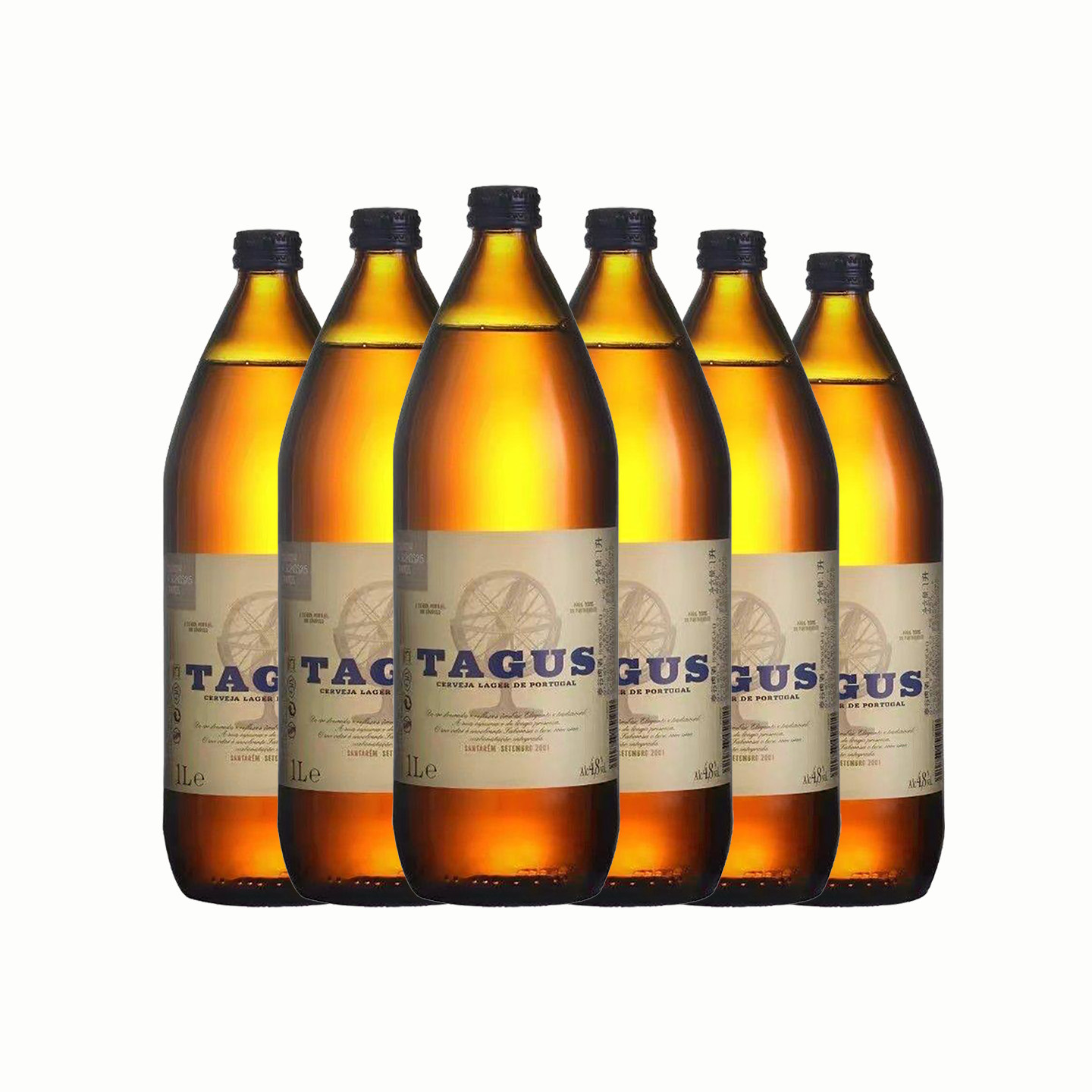 西班牙进口泰谷啤酒1升装6瓶整箱TAGUS1000ml大瓶拉格旋盖黄啤酒