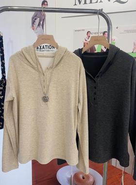 门青2025春季新品解压泡芙卫衣休闲连帽上衣解压阔腿裤两件套T082