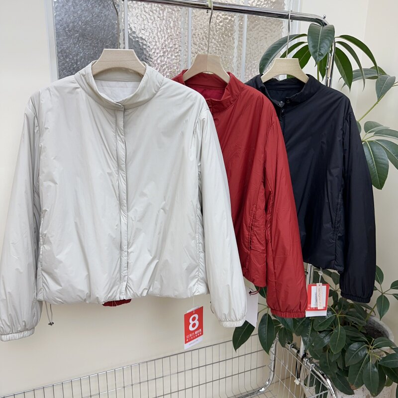 门青2026年秋冬轻8克短款外套轻暖棉服立领拉链女士夹克面包服351