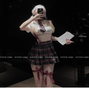 学姐等你哦_ 甜美校园风格 性感收腰显瘦辣妹jk制服套装