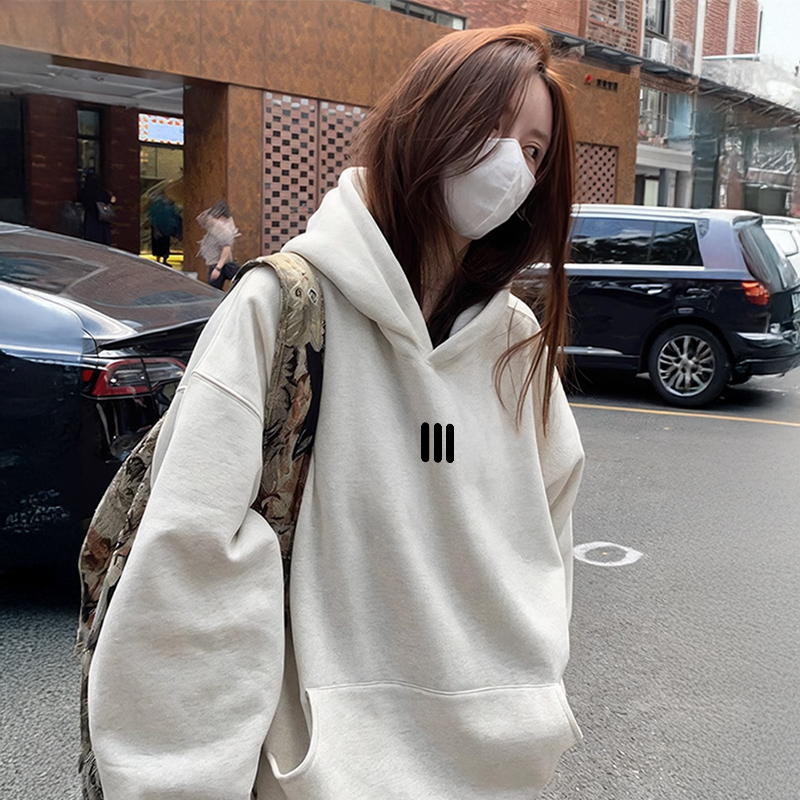 加绒连帽卫衣女秋冬加厚