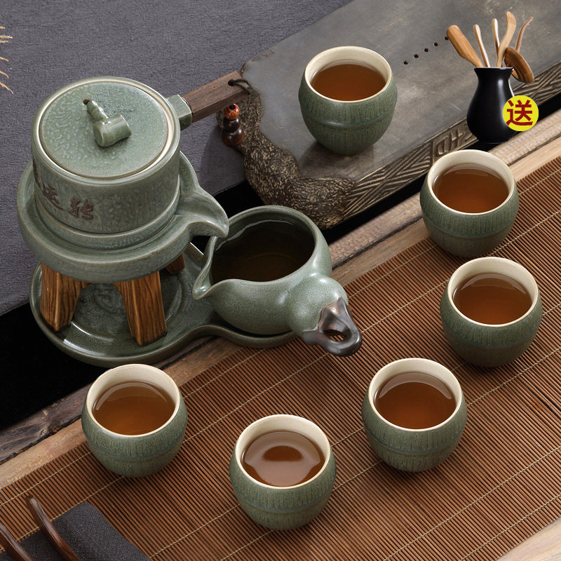 时来运转简约功夫茶具家用陶瓷茶杯套装茶壶懒人泡茶器6只装石墨|msdalam kategori pinggan mangkuk, set teh, Kung Fu teh - dari Buy2taobao.com untuk memberikan perkhidmatan ejen Taobao profesional membeli