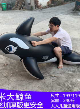 超大游泳圈充气坐骑大鲨鱼水上玩具成人大人海豚黑鲸鱼冲浪网红