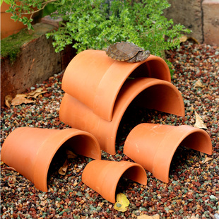 创意鱼缸装饰乌龟鱼类躲避屋洞穴瓦片黄缘龟爬虫蛛蛛晒台爬台造景