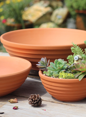创意红陶花盆叶插大口径细质陶土盆多肉植物阳台组合肉肉拼盘花盆