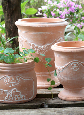 做旧复古罗马风格透气红陶手工盆家居种植盆庭院阳台花卉粗陶花盆