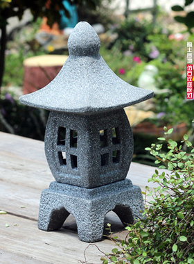 庭院花园小石灯摆件仿大理石红陶土草坪茶道陶瓷青石风灯园艺装饰