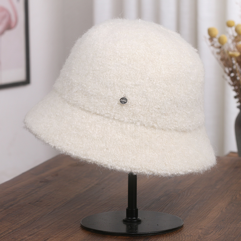 羊羔毛渔夫帽子女秋冬新款百搭