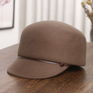 日本CA4LA新款羊毛呢马术帽女秋冬复古时尚鸭舌帽显脸小报童帽潮