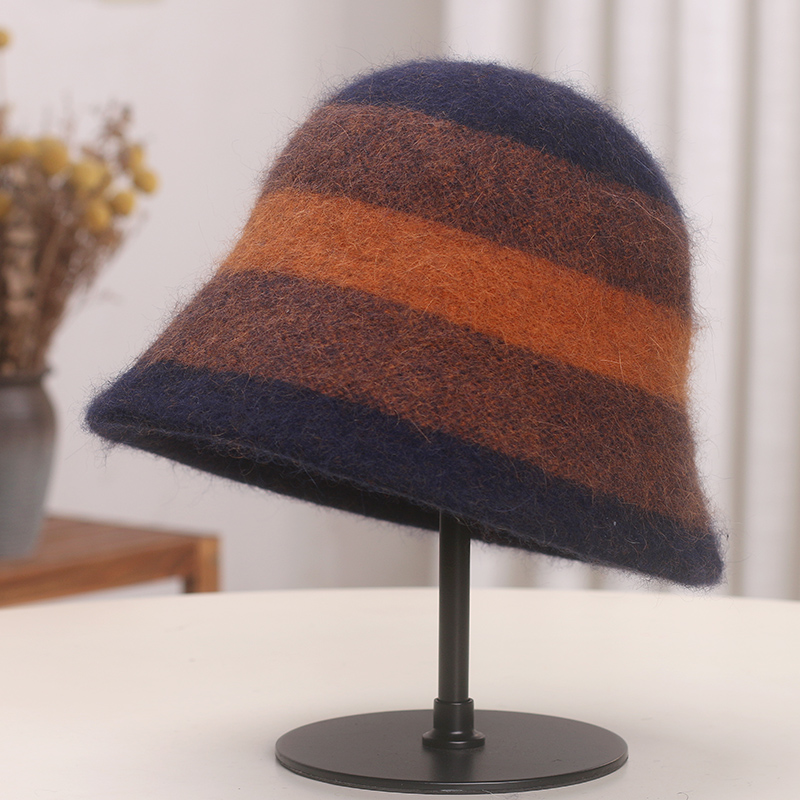 秋冬新款日系格纹羊毛渔夫帽子女