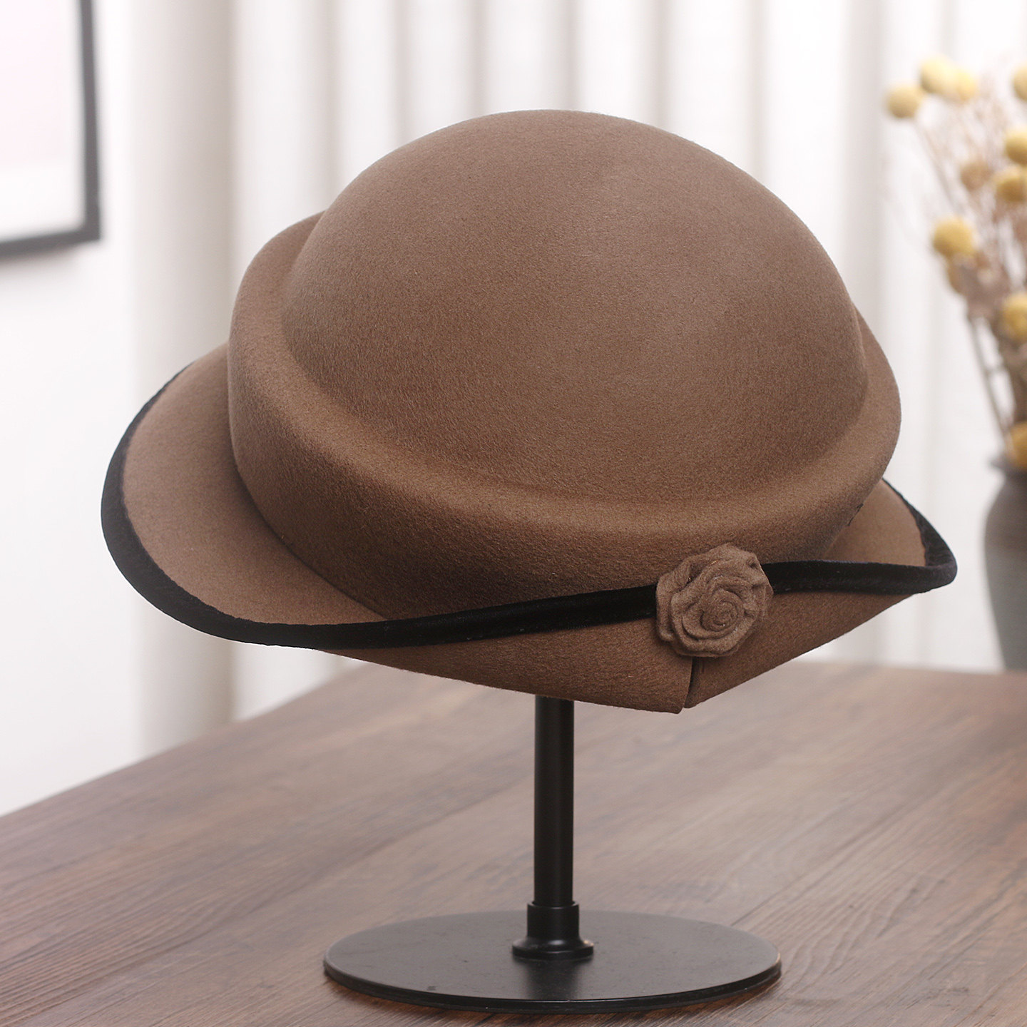 法式优雅玫瑰花羊毛渔夫帽女秋冬高级感显脸小盆帽洋气百搭小礼帽,服饰配件/皮带/帽子/围巾,帽子,淘宝优惠券,粉丝福利购,淘宝优惠卷