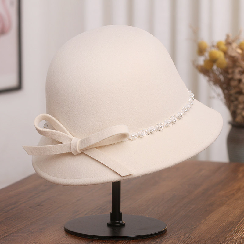 赫本风珍珠蝴蝶结羊毛呢渔夫帽女秋冬小香风气质盆帽优雅名媛礼帽,服饰配件/皮带/帽子/围巾,帽子,淘宝优惠券,粉丝福利购,淘宝优惠卷