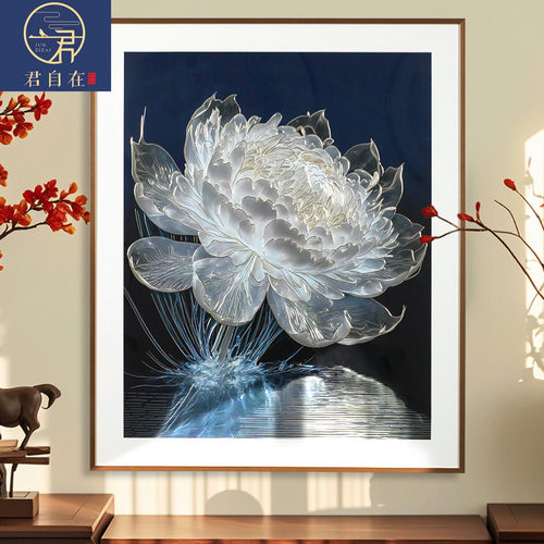 光影睡莲手工铜雕装饰画现代轻奢