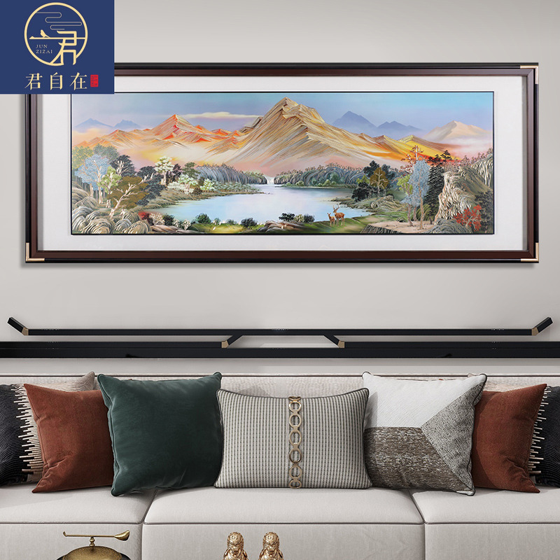 金山聚宝盆手工铜板铜雕装饰画客厅沙发背景墙走廊办公室上档次