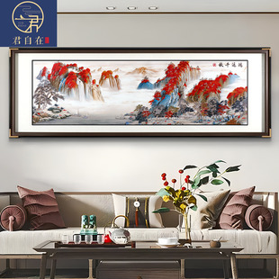 2025年新款 高档大气手工雕刻铜雕画沙发背景墙挂画靠山水鸿运千秋