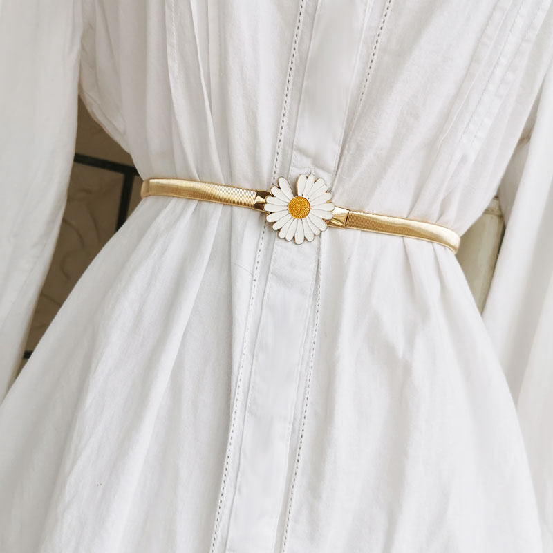 配裙子腰带装饰连衣裙女百搭夏黄色金属弹力细碎花裙腰链夏季小众