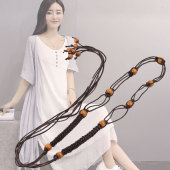手工编织咖色腰绳复古细腰带绳女细绳腰链绳子加长装 饰配裙子配饰
