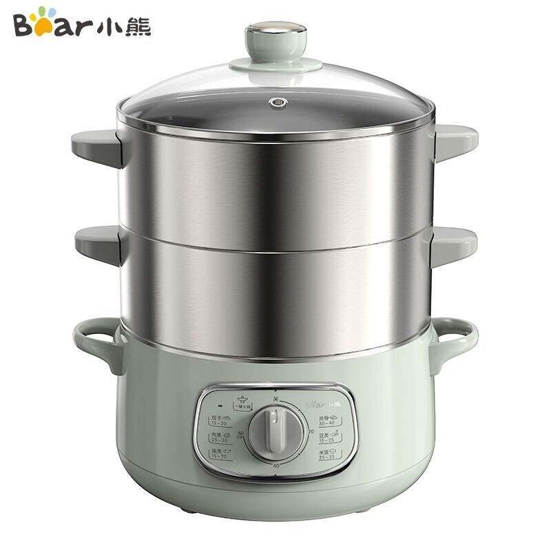 正品小熊DZG-D80G5电蒸锅双层电蒸笼不锈钢多用途蒸菜锅10L大容量