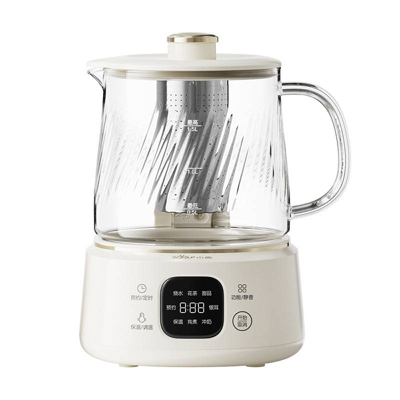 品牌小熊全玻璃养生壶YSH-E15Q3家用加厚纯玻璃煮花茶壶1.5L炖煮