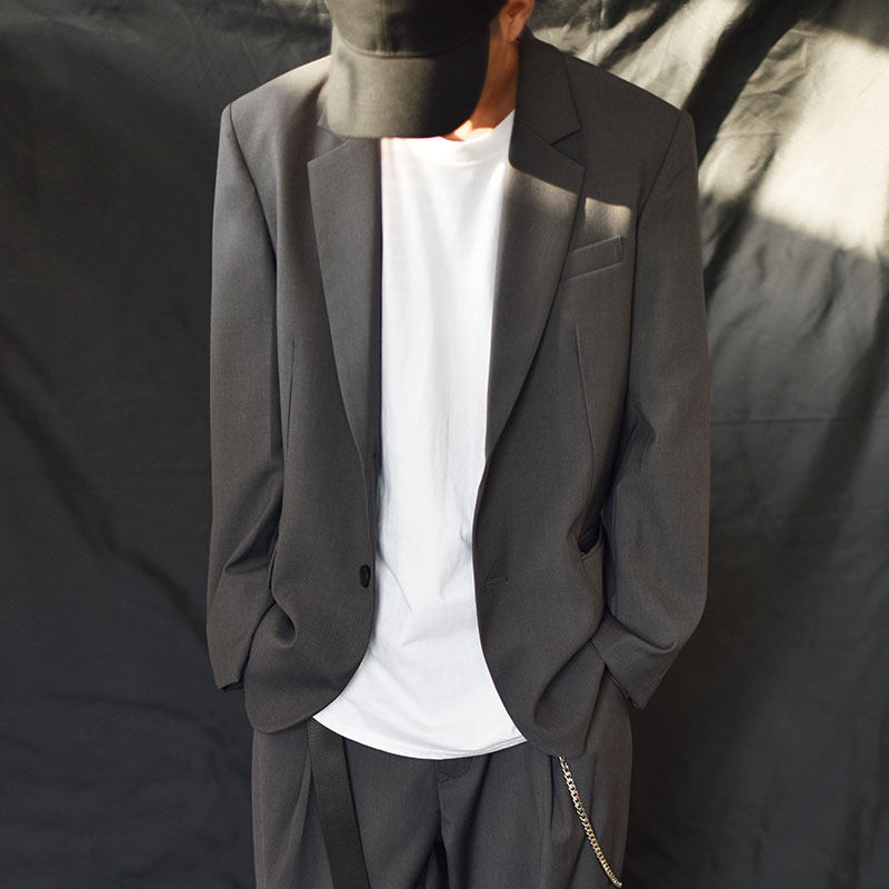 网红小西装套装港风休闲外套暴徒潮流英伦风工装服男复古雅痞西服