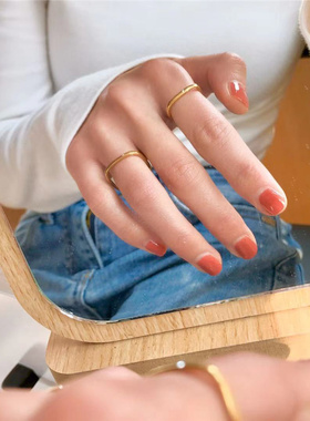 精致18K方形戒指女钛钢不掉色