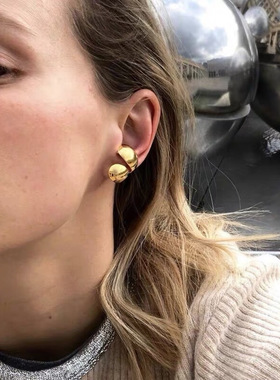 网红同款花瓣豆苗叶子撞色耳骨夹耳挂欧美Earcuff多戴法简约不痛