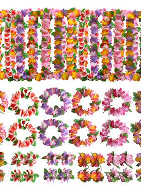 4pcs/set Hawaiian Party Artificial Flowers Leis Necklace Haw