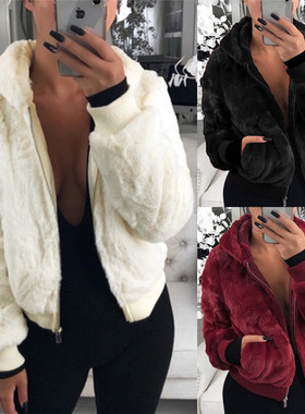 Faux Fur Coat Women Winter Warm Zipper Jacket Plush coat外套
