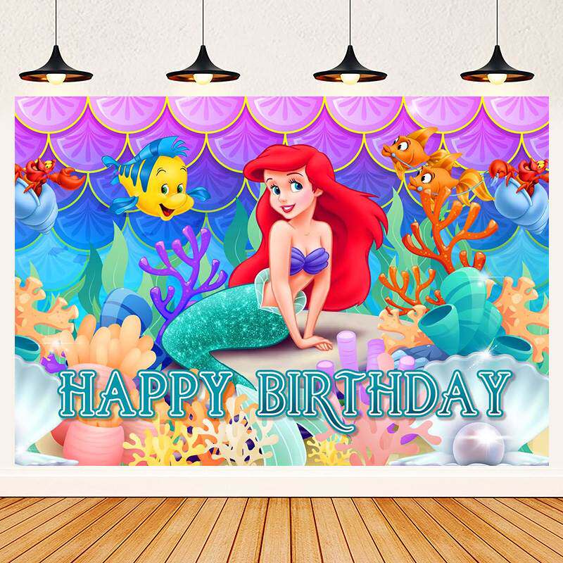 The Little Mermaid Princess Ariel Background Birthday Party