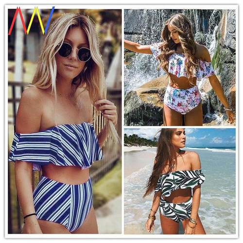 Sexy bikini Set High Waist Swimwear Women Striped Biquini