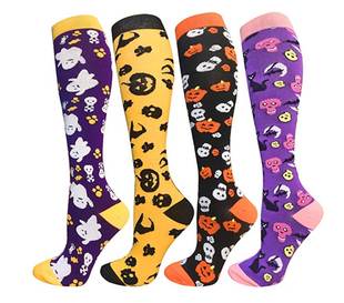 Halloween Compression Sock One Pair Owl Pumpkin Skull Sport