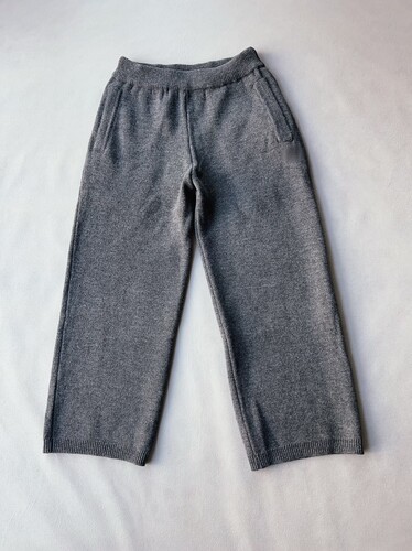 冬季抽绳松紧腰混羊毛刺绣卫裤休闲简约阔腿男士羊毛卫裤休闲裤