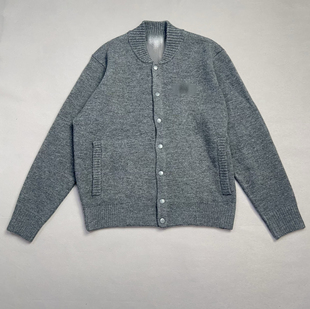 秋冬款厚款螺纹男士立领毛衣针织开衫按钮羊毛刺绣毛衣外套针织衫