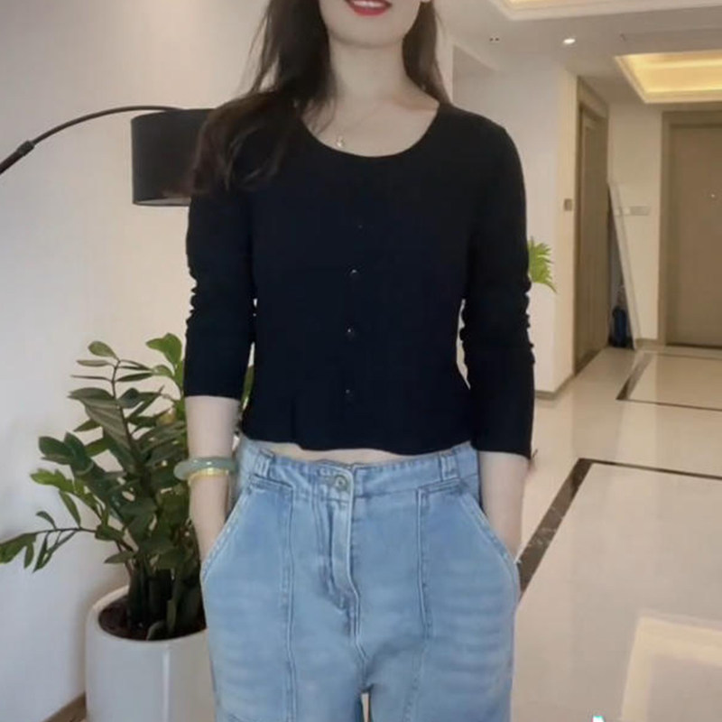 薄款女带胸垫长袖T恤女士打底衫春秋圆领内搭秋衣上衣螺纹莫代尔