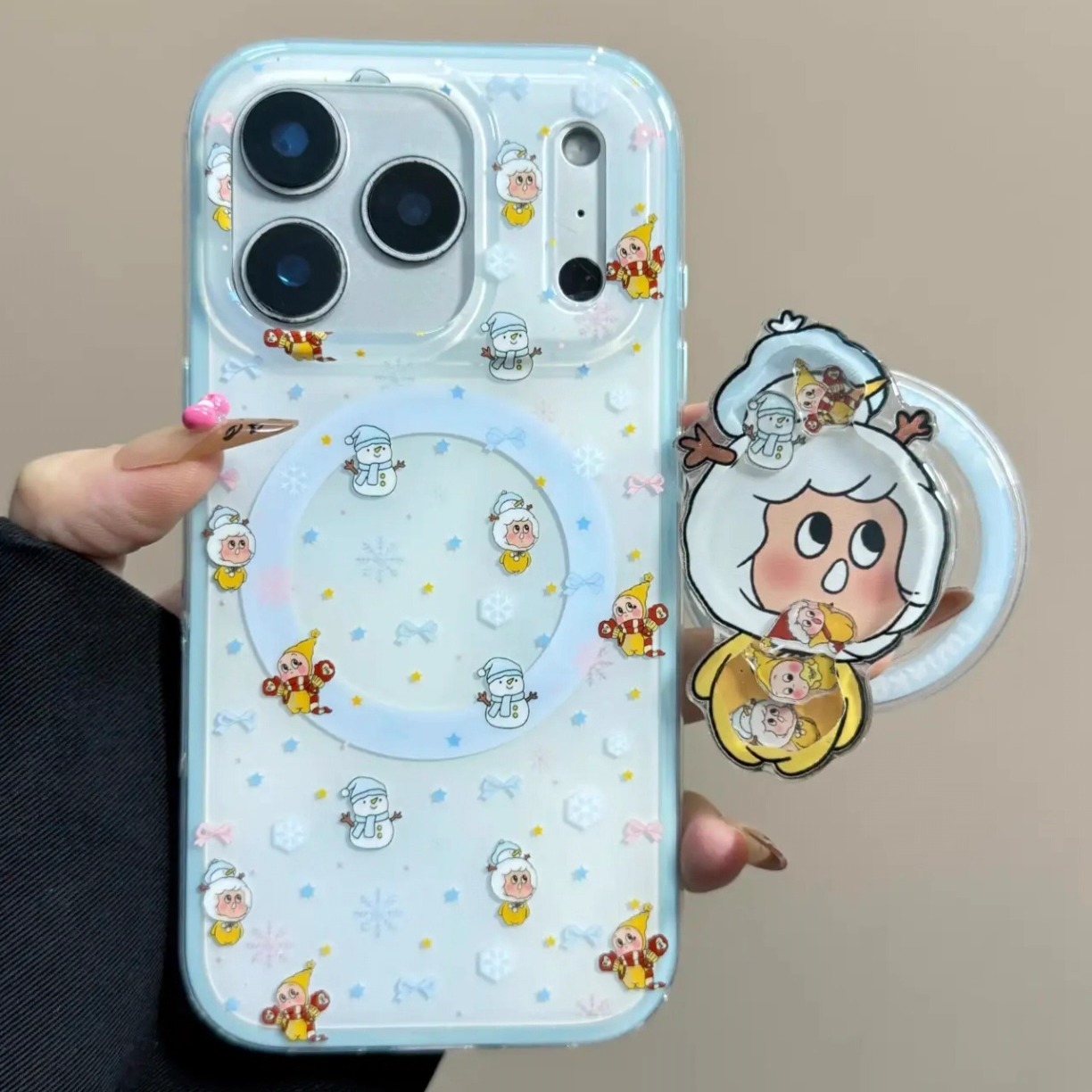 可爱卡通雪人星星人手机壳