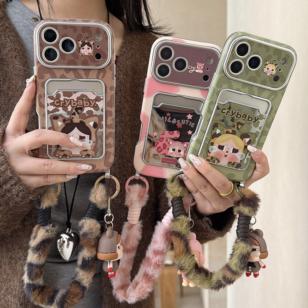大视窗卡通豹纹猫咪哭娃镜面卡包适用苹果17promax手机壳iPhone16新款15pro毛绒挂绳女款14全包防摔13保护套,3C数码配件,手机保护套/壳,淘宝优惠券,粉丝福利购,淘宝优惠卷