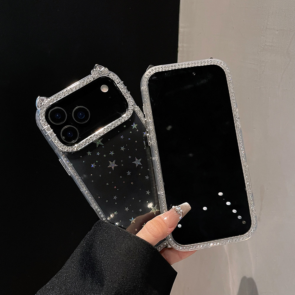 双面钻渐变星星点钻猫耳朵镜头适用苹果17promax手机壳iPhone16pro新款15/14plus女款13/12/1