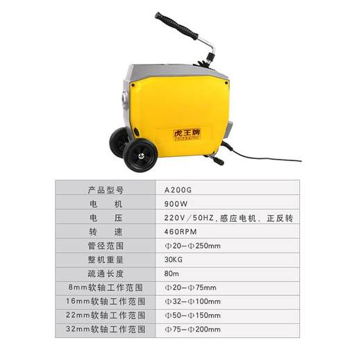 新款大功率电动疏通机滚轮式家用卫浴市政下水管道堵塞清包邮