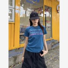 新款XFX国潮美式复古字母正肩短款短袖T恤女夏季修身显瘦小众包邮