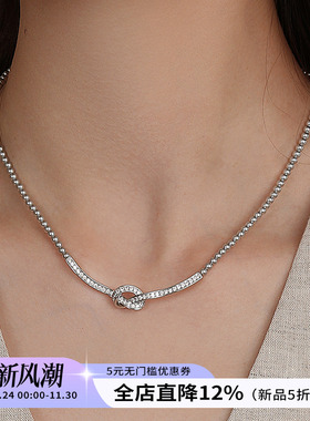 饰悟银饰施家珍珠蝴蝶结项链女